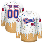 Custom White Royal Blue Ice Cream Pattern Personalized V-Neck Hockey Jersey | BuyFootballJersey