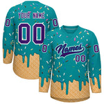 Custom Teal Purple Ice Cream Pattern Personalized V-Neck Hockey Jersey | BuyFootballJersey