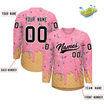 Custom Light Pink Black Ice Cream Pattern Personalized V-Neck Hockey Jersey | BuyFootballJersey
