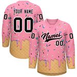 Custom Light Pink Black Ice Cream Pattern Personalized V-Neck Hockey Jersey | BuyFootballJersey