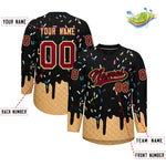Custom Black Crimson Ice Cream Pattern Personalized V-Neck Hockey Jersey | BuyFootballJersey
