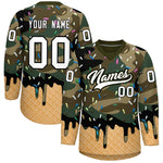 Custom Camo White Ice Cream Pattern Personalized V-Neck Hockey Jersey | BuyFootballJersey