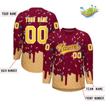 Custom Crimson Gold Ice Cream Pattern Personalized V-Neck Hockey Jersey | BuyFootballJersey