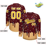 Custom Burgundy Gold Ice Cream Pattern Personalized V-Neck Hockey Jersey | BuyFootballJersey