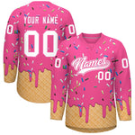 Custom Pink White Ice Cream Pattern Personalized V-Neck Hockey Jersey | BuyFootballJersey