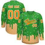Custom Light Green Orange Ice Cream Pattern Personalized V-Neck Hockey Jersey | BuyFootballJersey