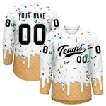 Custom White Black Ice Cream Pattern Personalized V-Neck Hockey Jersey | BuyFootballJersey