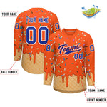 Custom Orange Royal Blue Ice Cream Pattern Personalized V-Neck Hockey Jersey | BuyFootballJersey