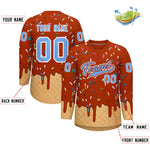Custom Dark Orange Light Blue Ice Cream Pattern Personalized V-Neck Hockey Jersey | BuyFootballJersey