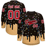 Custom Brown Red Ice Cream Pattern Personalized V-Neck Hockey Jersey | BuyFootballJersey