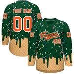Custom Green Orange Ice Cream Pattern Personalized V-Neck Hockey Jersey | BuyFootballJersey
