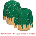 Custom Kelly Green Gold Ice Cream Pattern Personalized V-Neck Hockey Jersey | BuyFootballJersey
