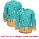 Custom Teal Light Pink Ice Cream Pattern Personalized V-Neck Hockey Jersey | BuyFootballJersey