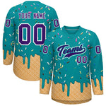 Custom Teal Purple Ice Cream Pattern Personalized V-Neck Hockey Jersey | BuyFootballJersey