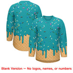 Custom Aqua Orange Ice Cream Pattern Personalized V-Neck Hockey Jersey | BuyFootballJersey