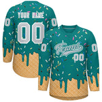 Custom Teal Silver Ice Cream Pattern Personalized V-Neck Hockey Jersey | BuyFootballJersey