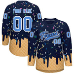 Custom Navy Powder Blue Ice Cream Pattern Personalized V-Neck Hockey Jersey | BuyFootballJersey