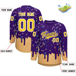 Custom Purple Gold Ice Cream Pattern Personalized V-Neck Hockey Jersey | BuyFootballJersey
