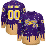 Custom Purple Gold Ice Cream Pattern Personalized V-Neck Hockey Jersey | BuyFootballJersey