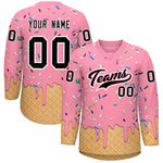 Custom Light Pink Black Ice Cream Pattern Personalized V-Neck Hockey Jersey | BuyFootballJersey