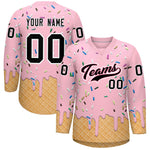 Custom Light Pink Black Ice Cream Pattern Personalized V-Neck Hockey Jersey | BuyFootballJersey