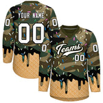 Custom Camo White Ice Cream Pattern Personalized V-Neck Hockey Jersey | BuyFootballJersey