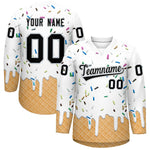 Custom White Black Ice Cream Pattern Personalized V-Neck Hockey Jersey | BuyFootballJersey