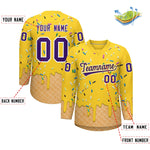 Custom Gold Purple Ice Cream Pattern Personalized V-Neck Hockey Jersey | BuyFootballJersey