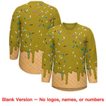 Custom Old Gold Teal Ice Cream Pattern Personalized V-Neck Hockey Jersey | BuyFootballJersey