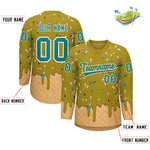 Custom Old Gold Teal Ice Cream Pattern Personalized V-Neck Hockey Jersey | BuyFootballJersey