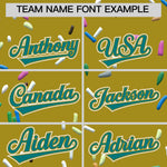 Custom Old Gold Teal Ice Cream Pattern Personalized V-Neck Hockey Jersey | BuyFootballJersey