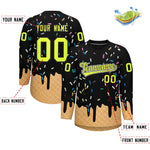 Custom Black Fluorescent Green Ice Cream Pattern Personalized V-Neck Hockey Jersey | BuyFootballJersey