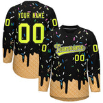 Custom Black Fluorescent Green Ice Cream Pattern Personalized V-Neck Hockey Jersey | BuyFootballJersey