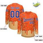 Custom Orange Royal Blue Ice Cream Pattern Personalized V-Neck Hockey Jersey | BuyFootballJersey