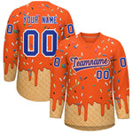 Custom Orange Royal Blue Ice Cream Pattern Personalized V-Neck Hockey Jersey | BuyFootballJersey
