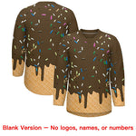 Custom Light Brown Gold Ice Cream Pattern Personalized V-Neck Hockey Jersey | BuyFootballJersey