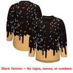 Custom Brown Red Ice Cream Pattern Personalized V-Neck Hockey Jersey | BuyFootballJersey
