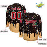 Custom Brown Red Ice Cream Pattern Personalized V-Neck Hockey Jersey | BuyFootballJersey