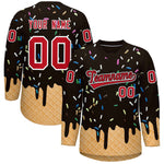 Custom Brown Red Ice Cream Pattern Personalized V-Neck Hockey Jersey | BuyFootballJersey