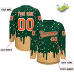 Custom Green Orange Ice Cream Pattern Personalized V-Neck Hockey Jersey | BuyFootballJersey