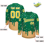 Custom Kelly Green Gold Ice Cream Pattern Personalized V-Neck Hockey Jersey | BuyFootballJersey