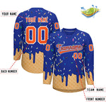 Custom Royal Blue Orange Ice Cream Pattern Personalized V-Neck Hockey Jersey | BuyFootballJersey