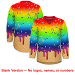 Custom Rainbow White Ice Cream Pattern Personalized V-Neck Hockey Jersey | BuyFootballJersey