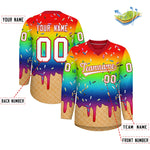Custom Rainbow White Ice Cream Pattern Personalized V-Neck Hockey Jersey | BuyFootballJersey