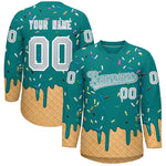 Custom Teal Silver Ice Cream Pattern Personalized V-Neck Hockey Jersey | BuyFootballJersey
