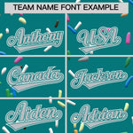 Custom Teal Silver Ice Cream Pattern Personalized V-Neck Hockey Jersey | BuyFootballJersey