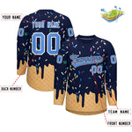 Custom Navy Powder Blue Ice Cream Pattern Personalized V-Neck Hockey Jersey | BuyFootballJersey