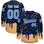 Custom Navy Powder Blue Ice Cream Pattern Personalized V-Neck Hockey Jersey | BuyFootballJersey