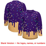 Custom Purple Gold Ice Cream Pattern Personalized V-Neck Hockey Jersey | BuyFootballJersey