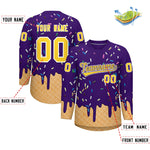 Custom Purple Gold Ice Cream Pattern Personalized V-Neck Hockey Jersey | BuyFootballJersey